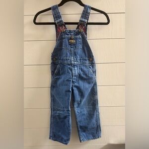 Vintage OshKosh B'Gosh Vestbak Plaid Flannel Lined Boys Overalls Blue Size 4T